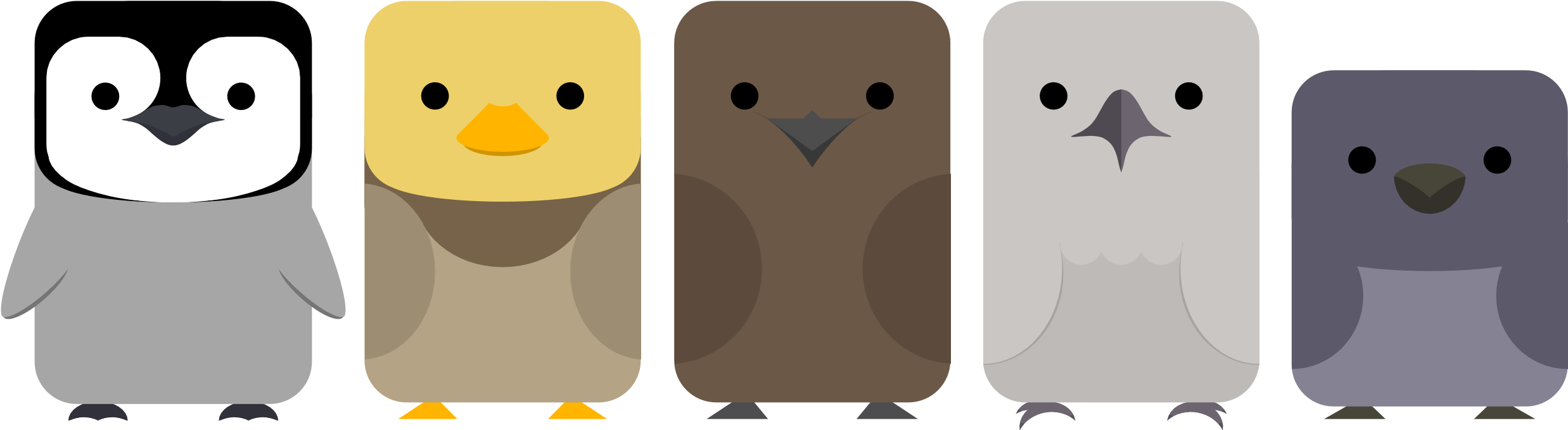 Cartoon Birds Collection PNG Image