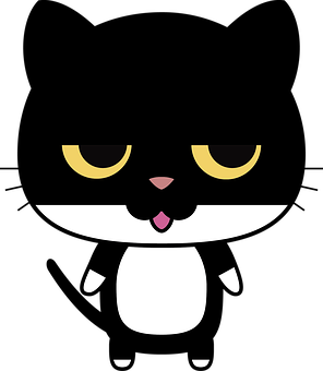 Cartoon Black Cat Graphic PNG Image