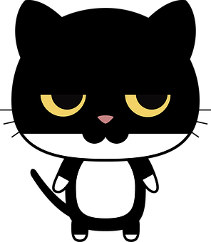 Cartoon Black Cat Smiling PNG Image