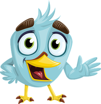 Cartoon Blue Bird Greeting PNG Image