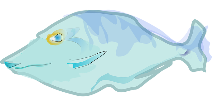 Cartoon Blue Fish Illustration PNG Image