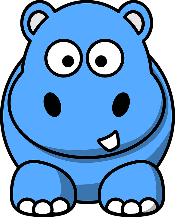 Cartoon_ Blue_ Hippo.png PNG Image