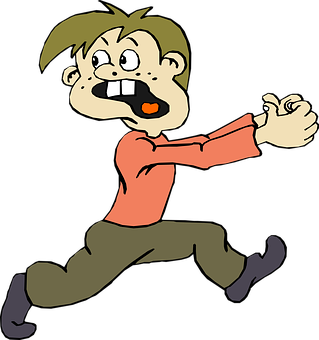 Cartoon Boy Running Scared PNG Image