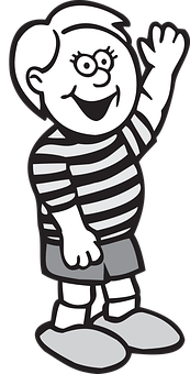 Cartoon Boy Waving Hello PNG Image