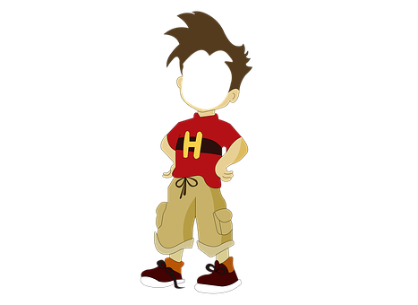 Cartoon Boy With H Shirt PNG Image