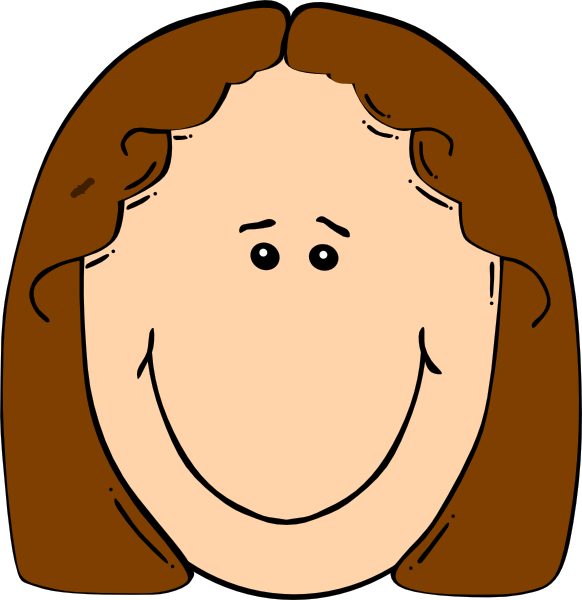 Cartoon Brown Hair Person Smiling PNG Image