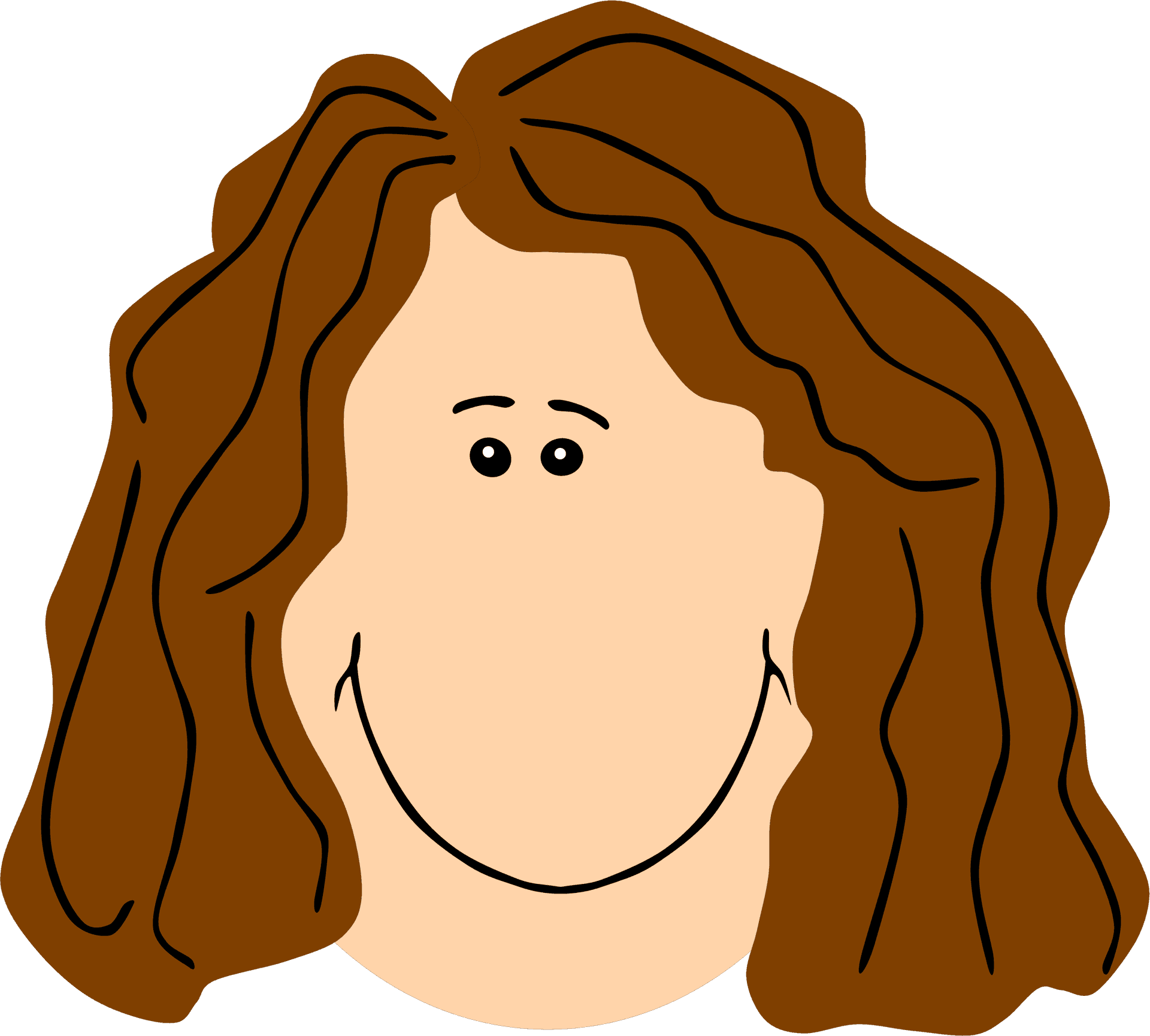 Cartoon Brown Hair Smiling Face PNG Image