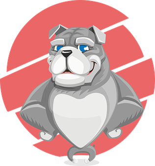 Cartoon Bulldog Red Background PNG Image