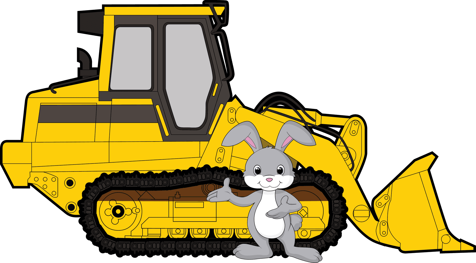 Cartoon Bulldozerand Rabbit PNG Image