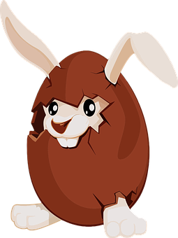 Cartoon Bunnyin Chocolate Egg PNG Image