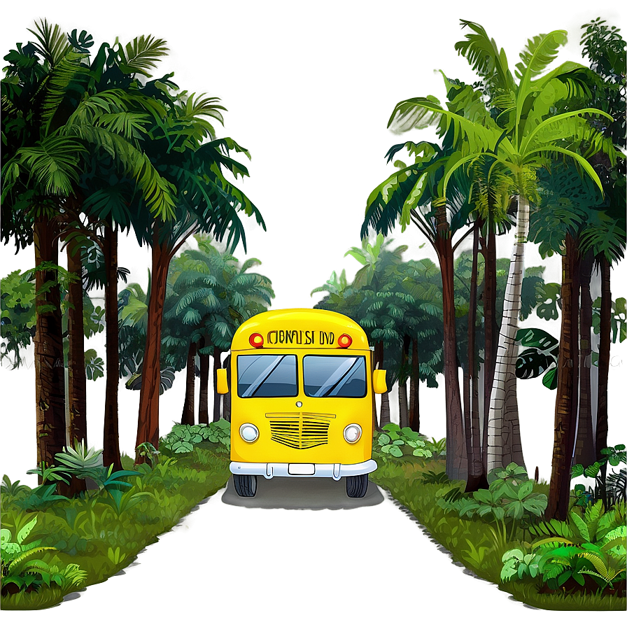 Cartoon Bus In Forest Png Oqh45 PNG Image