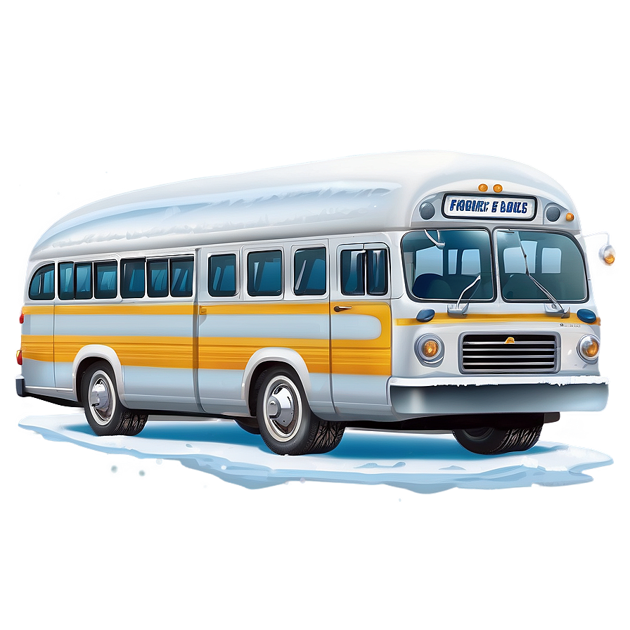 Cartoon Bus In Winter Scene Png Cym PNG Image