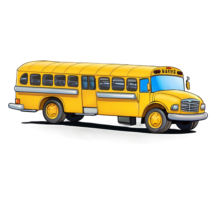 Cartoon Bus On Road Png Kpg6 PNG Image