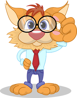 Cartoon Business Cat Waving PNG Image