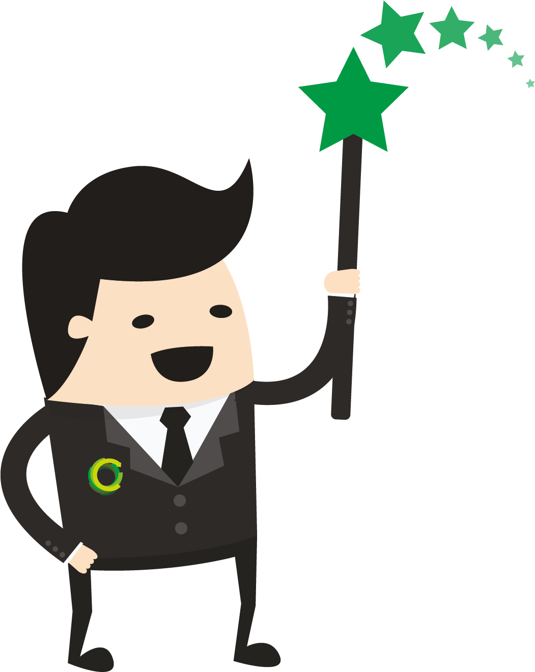 Cartoon Businessman Magic Wand Stars.png PNG Image