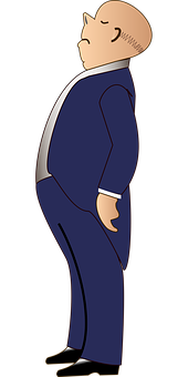 Cartoon Businessman Standing Confidently PNG Image