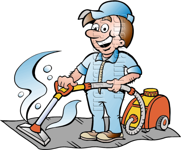 Cartoon Carpet Cleaner Worker PNG Image