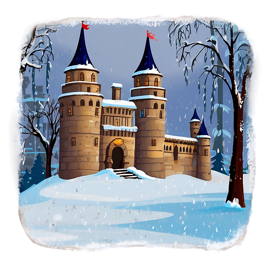 Cartoon Castle In Winter Png Arc PNG Image