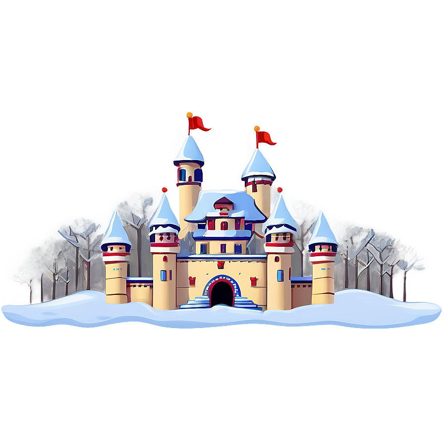 Cartoon Castle In Winter Png Pxp PNG Image