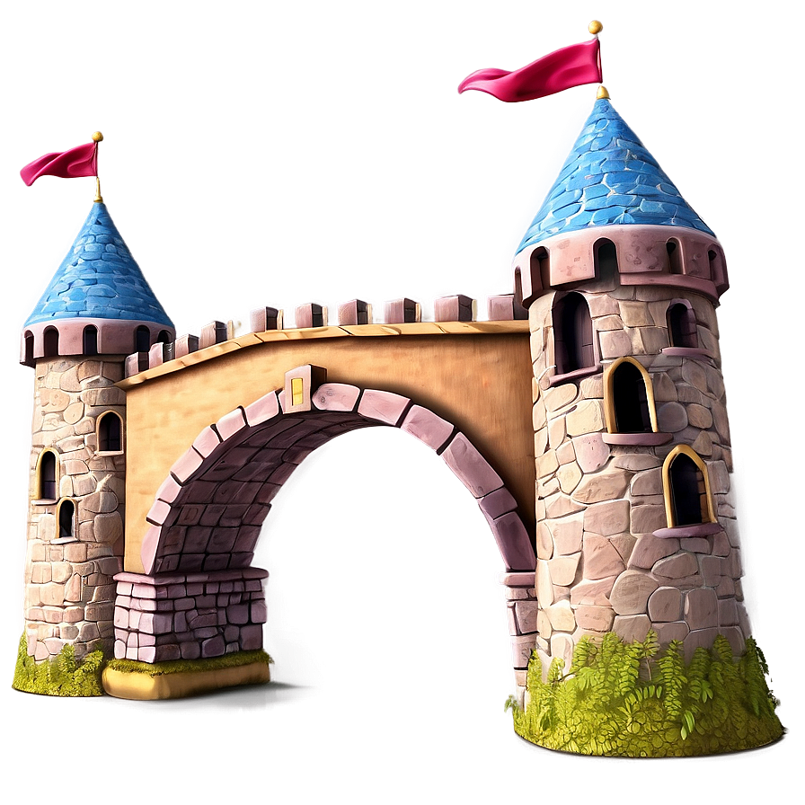 Cartoon Castle With Bridge Png Lhe PNG Image