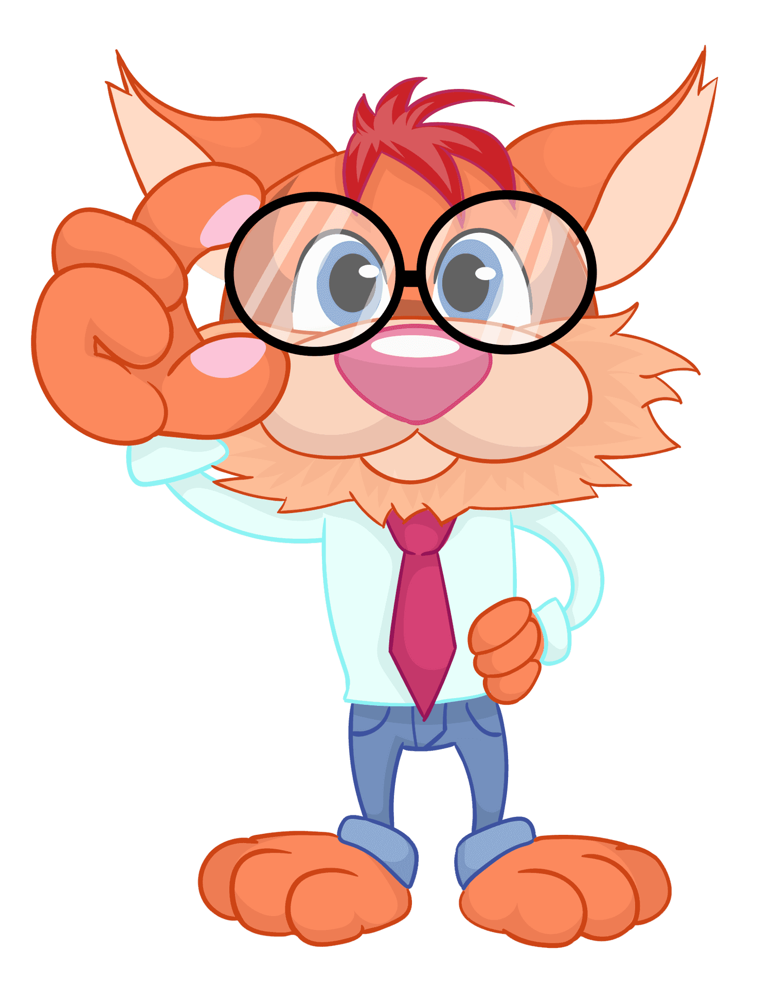 Cartoon Cat Business Attire Glasses PNG Image