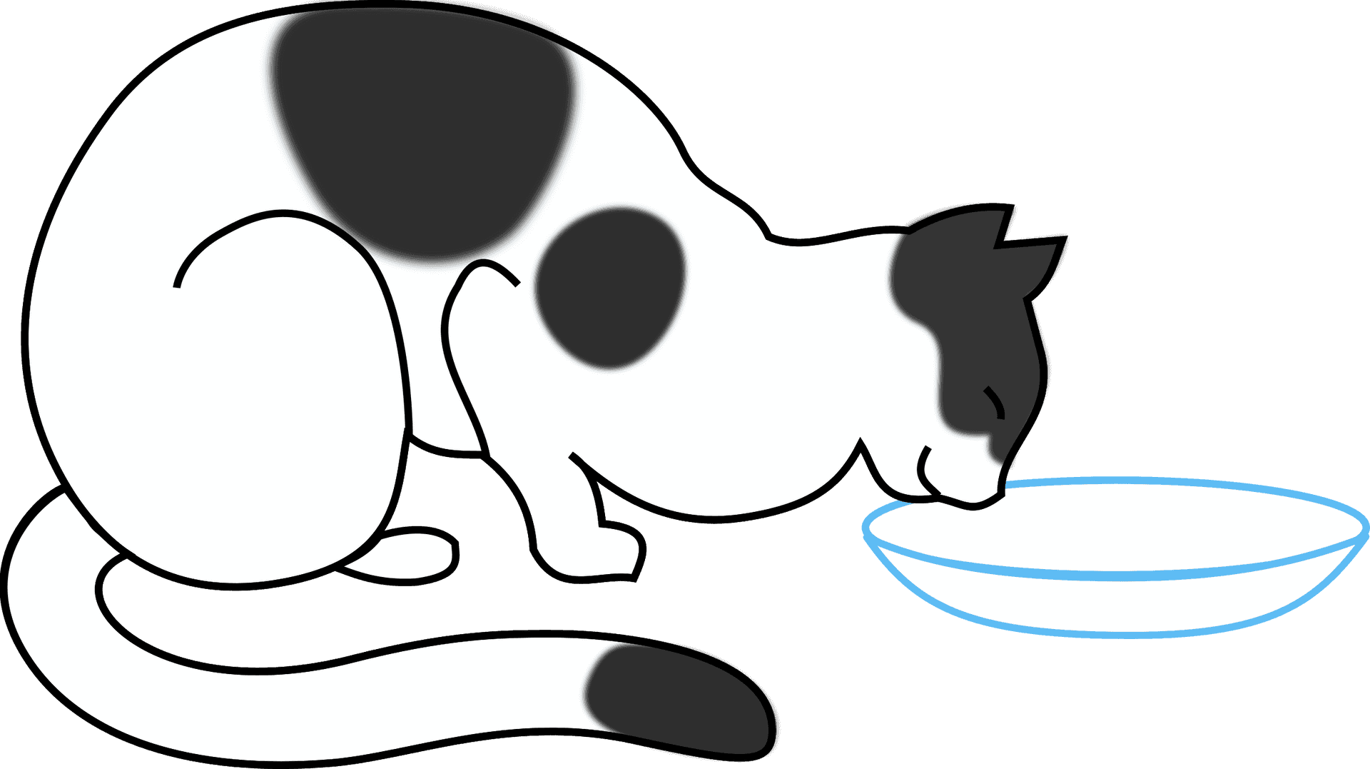 Cartoon Cat Drinking Milk PNG Image