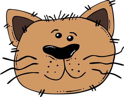 Cartoon Cat Face Illustration PNG Image