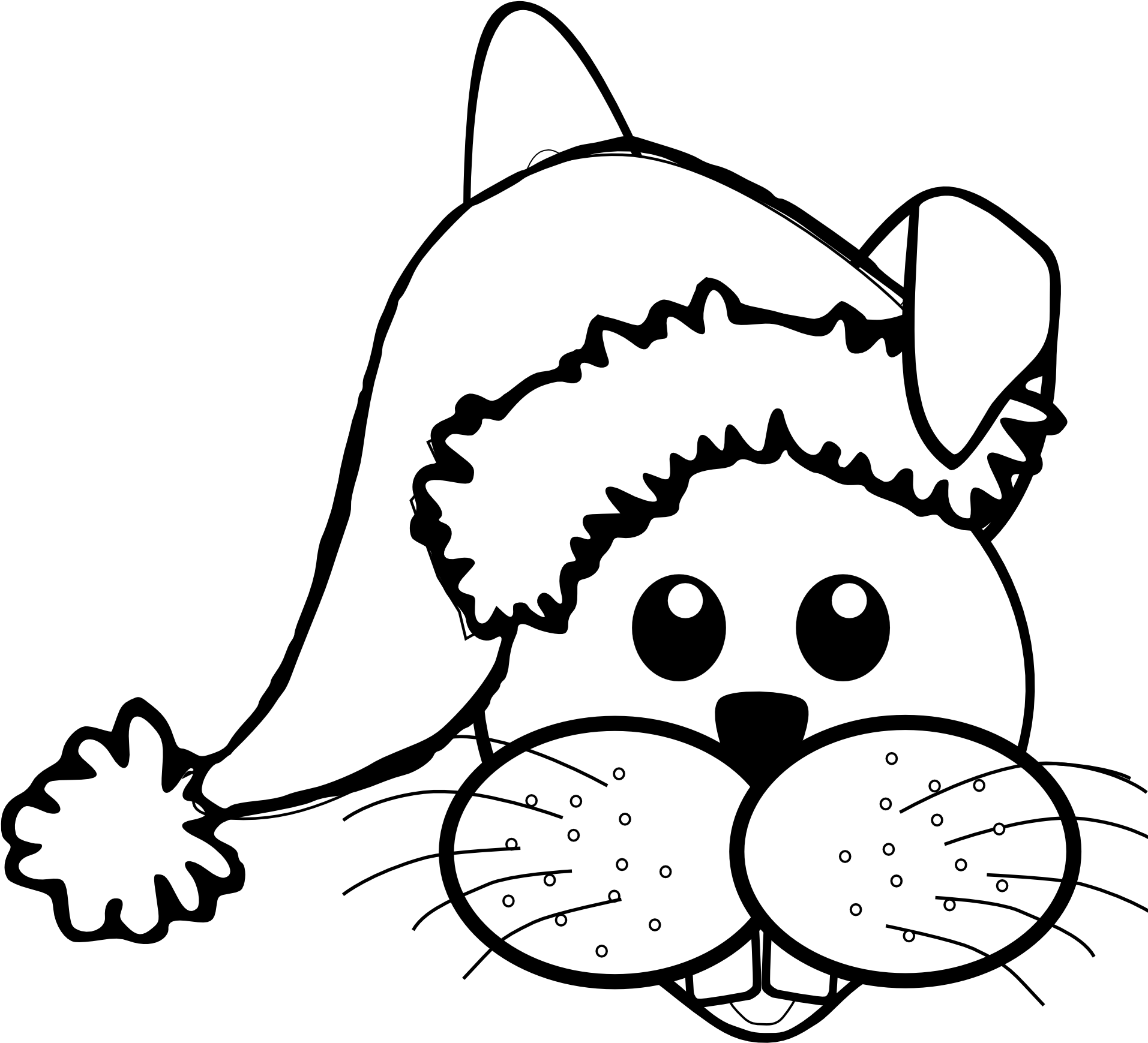 Cartoon Catin Santa Hat PNG Image