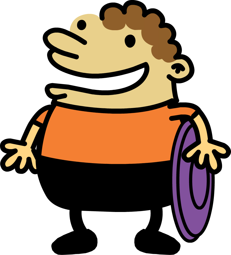 Cartoon Character Holding Hat PNG Image