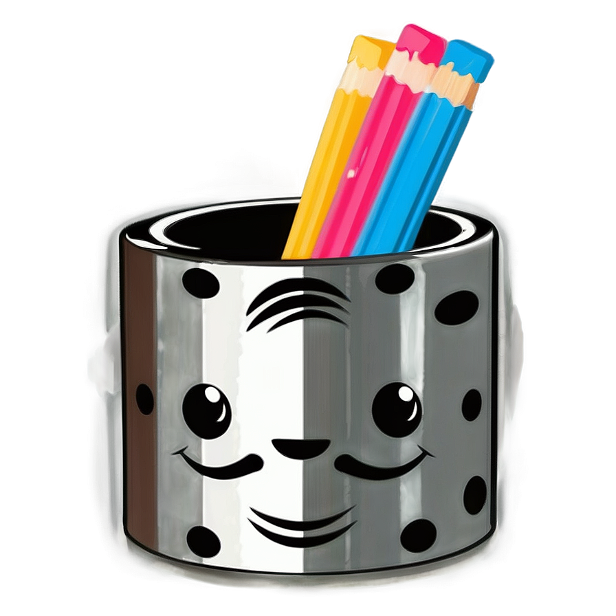 Cartoon Character Pencil Holder Png Kmk PNG Image