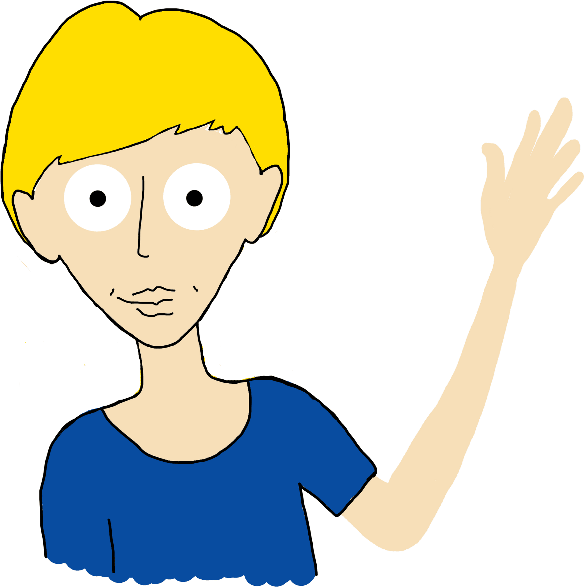 Cartoon Character Waving Goodbye PNG Image