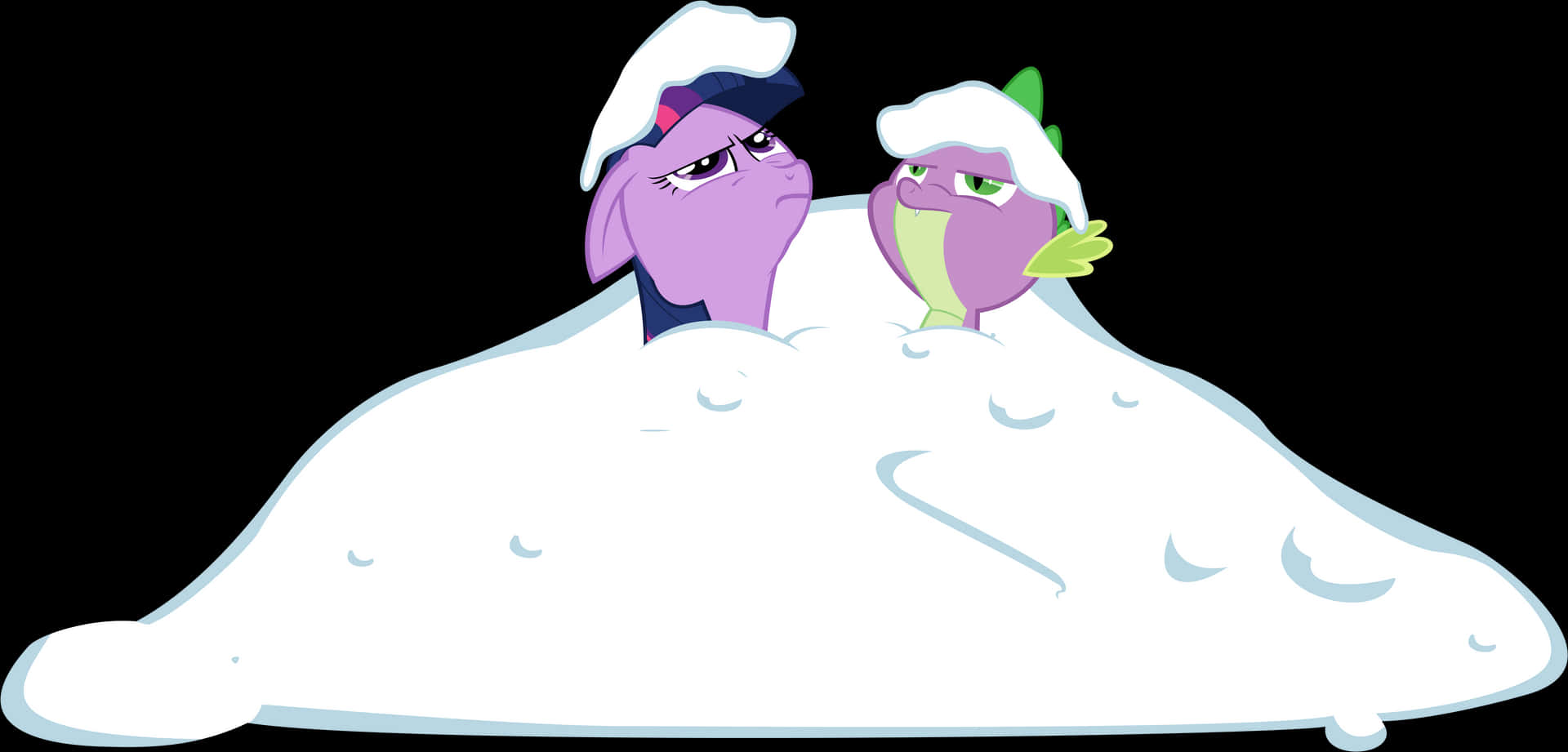 Cartoon Characters Buriedin Snow PNG Image