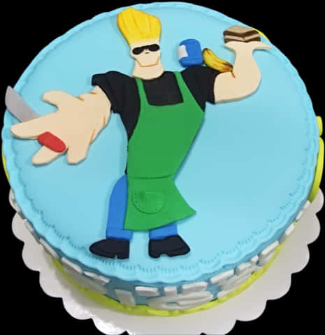 Cartoon Chef Decorated Cake PNG Image