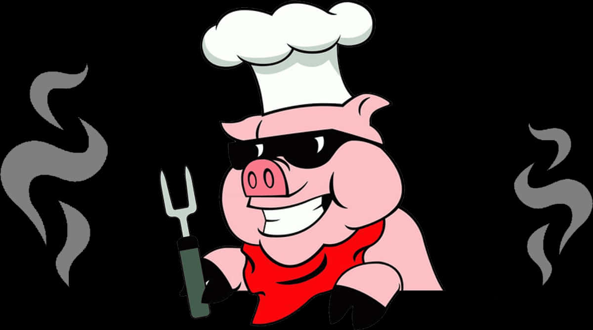 Cartoon Chef Pig With Hat PNG Image