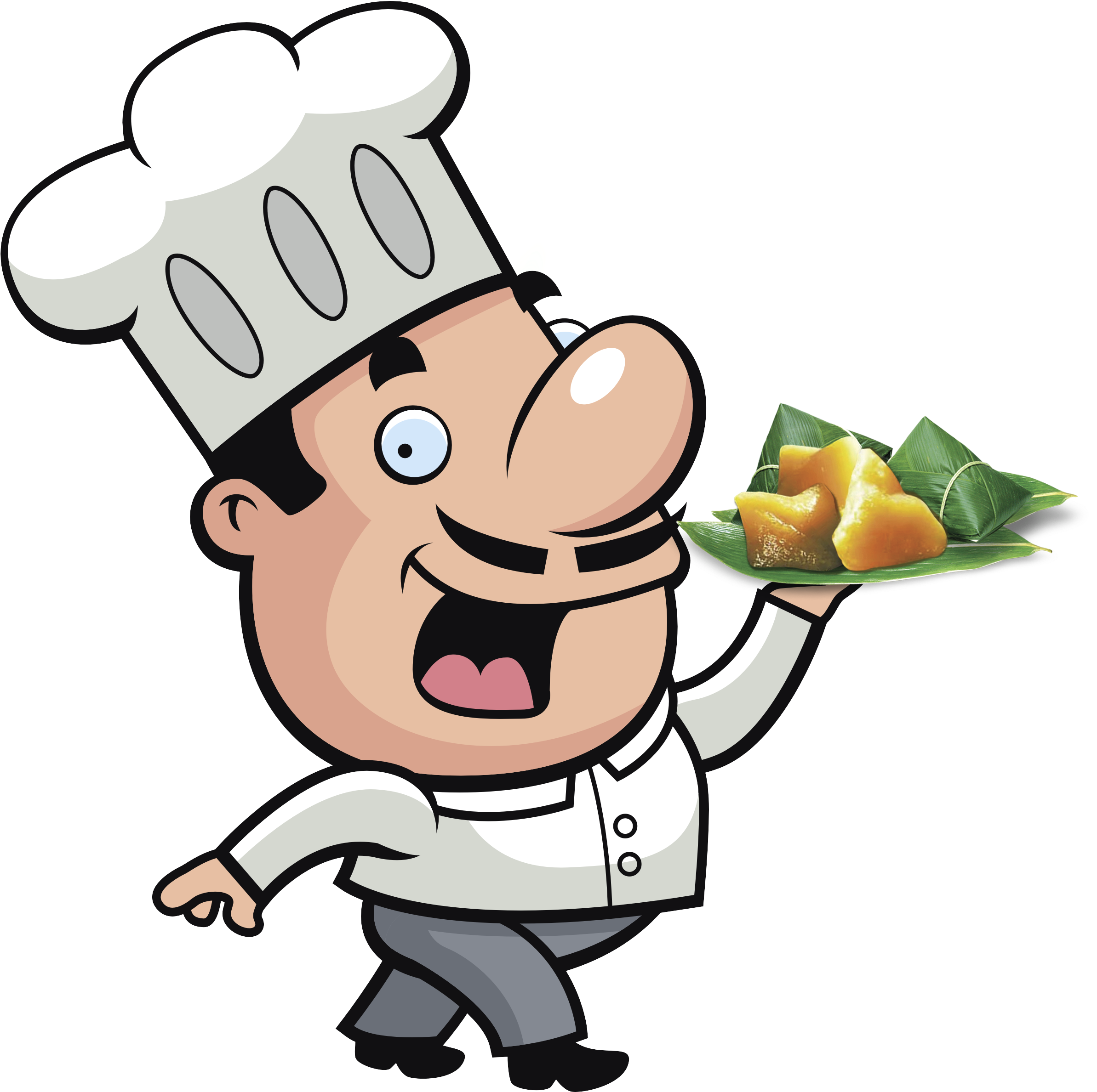 Cartoon Chef Serving Dish PNG Image