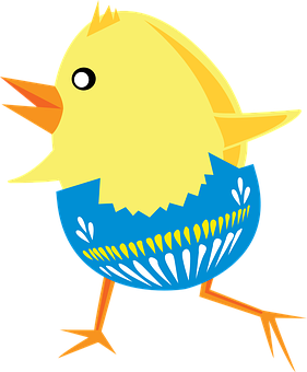 Cartoon Chick Hatching From Egg PNG Image