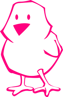 Cartoon Chick Outline Pink White PNG Image