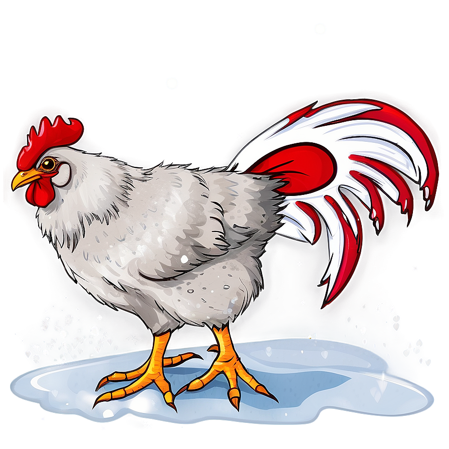 Cartoon Chicken In Snow Png Pcl PNG Image