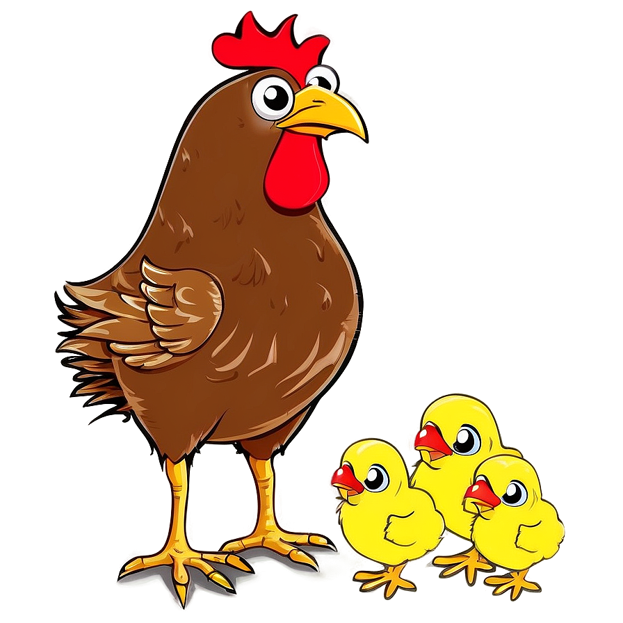 Cartoon Chicken With Chicks Png 06272024 PNG Image