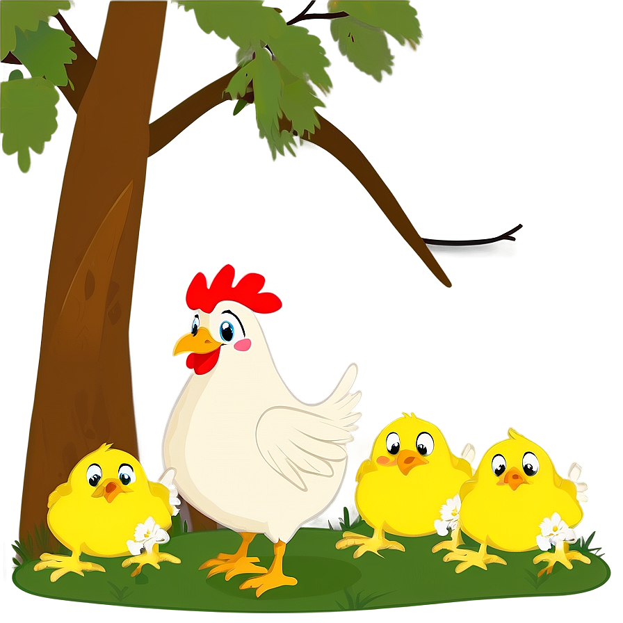 Cartoon Chicken With Chicks Png 36 PNG Image