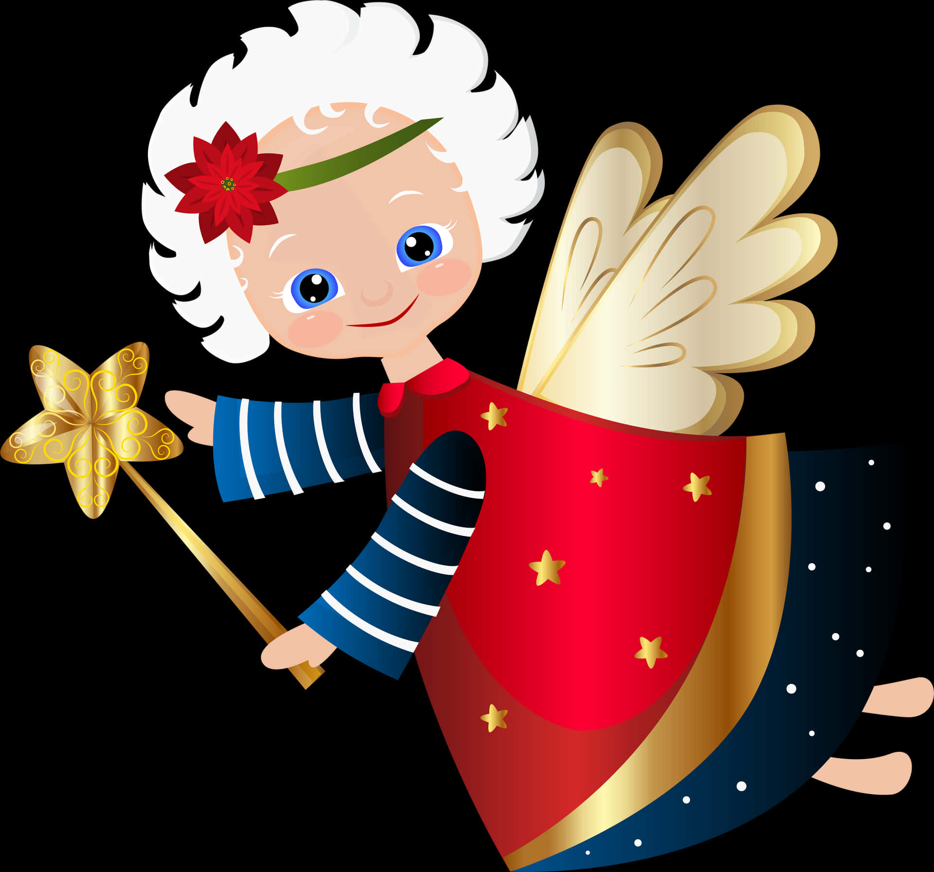 Cartoon Child Angelwith Wandand Shield PNG Image