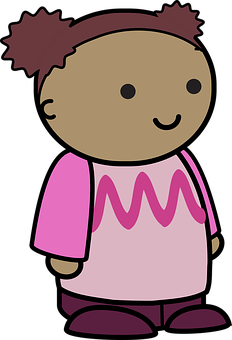 Cartoon Child Character Pink Shirt PNG Image