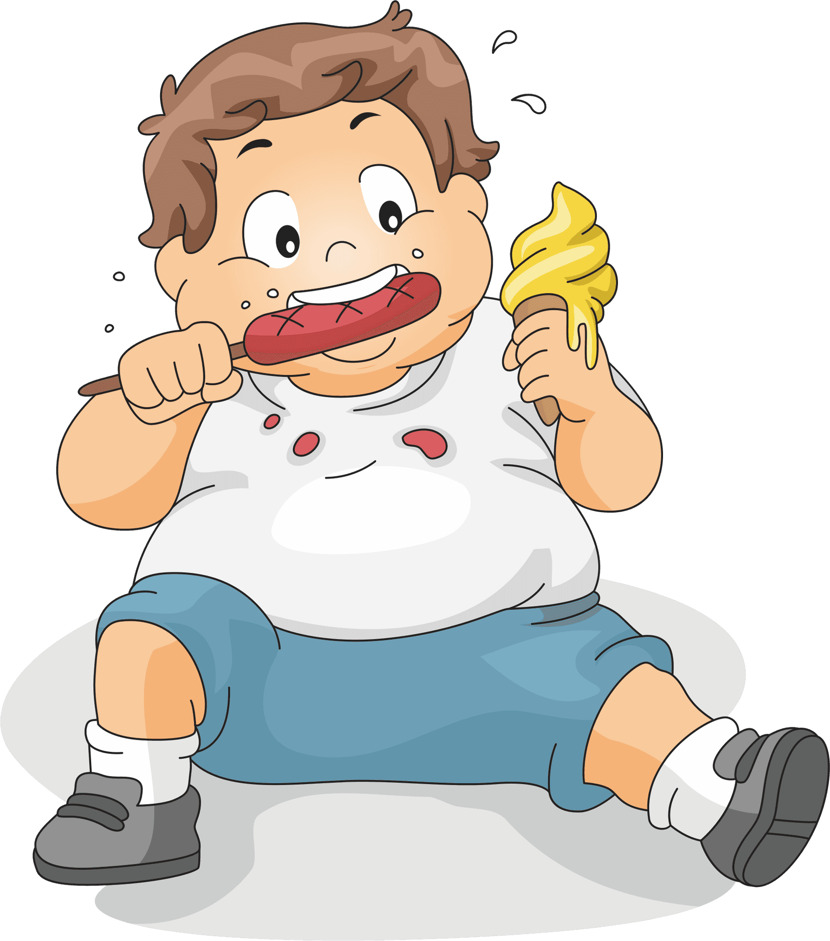 Cartoon Child Enjoying Ice Cream PNG Image