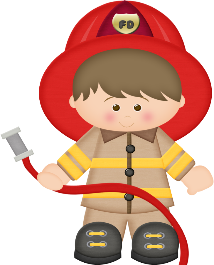 Cartoon Child Firefighter PNG Image