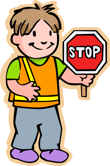 Cartoon Child Holding Stop Sign PNG Image