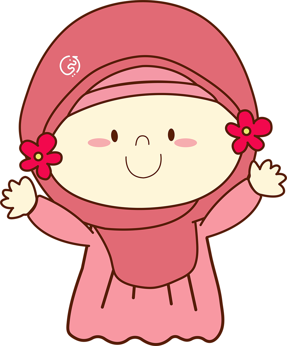 Cartoon Child In Hijab PNG Image