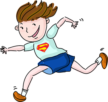 Cartoon Child Superhero Running PNG Image