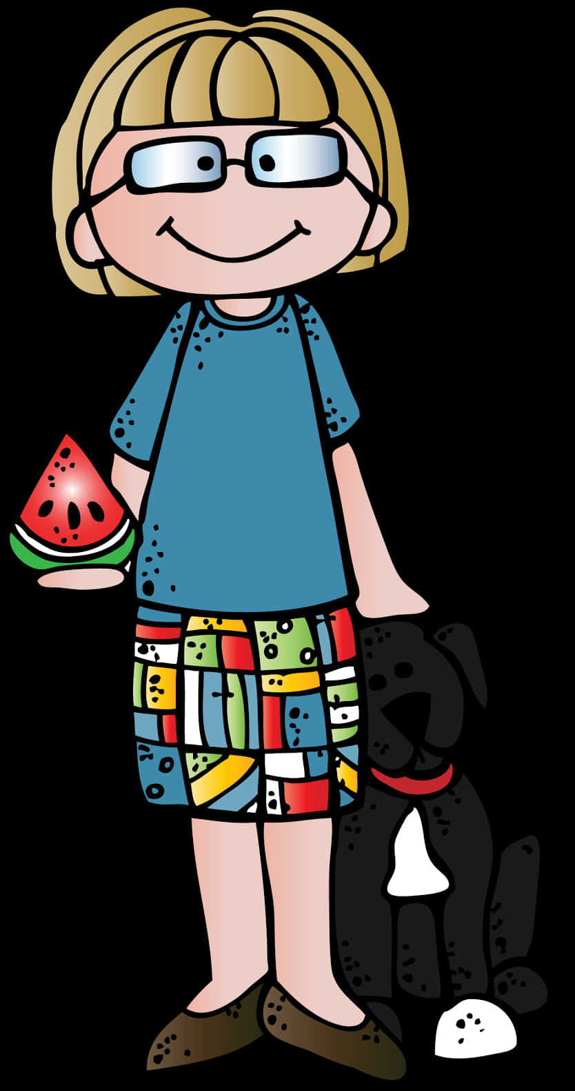 Cartoon Childand Dog Summer Fun PNG Image