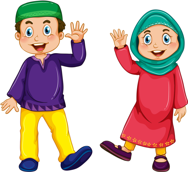 Cartoon Childrenin Traditional Clothing PNG Image