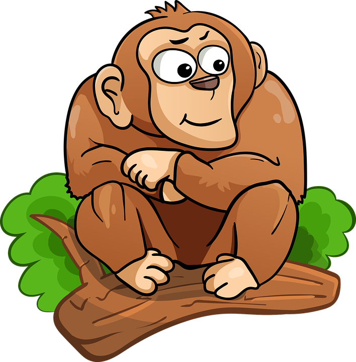 Cartoon Chimpanzee Sittingon Branch PNG Image